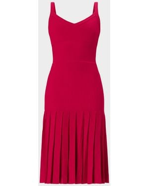 Hervé Léger The Rosa Pleated Knit Midi Dress - Red