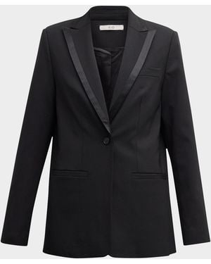 Co. Satin-Trim Single-Breasted Tuxedo Jacket - Black