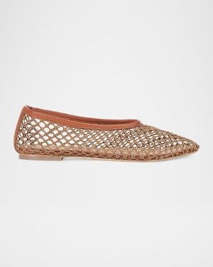 STAUD Alba Crocheted Ballet Flats - White