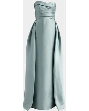 Amsale Mikado Draped Column Gown - Blue