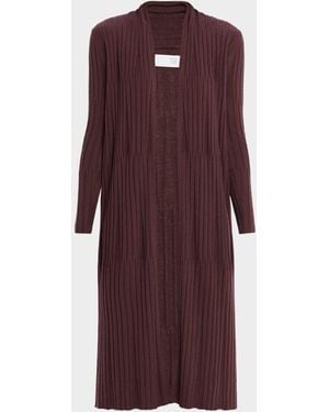 TSE Cashmere Variegated Rib Long Cardigan - Purple