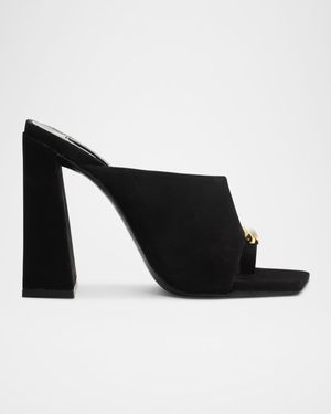 SCHUTZ SHOES Jodie Toe-Post Nubuck Sandals - Black