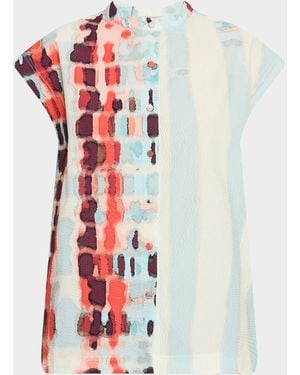 Silvia Tcherassi Adele Short-Sleeve Textured Blouse - White
