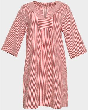 Frances Valentine Easy Striped Seersucker Shift Dress - Pink