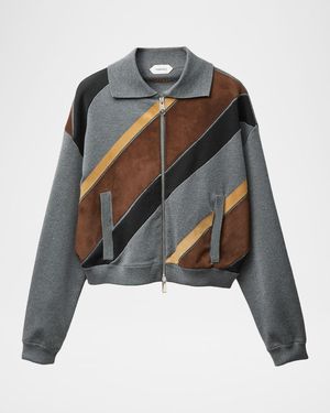 Versace Suede Patchwork Zip Jacket - Multicolor