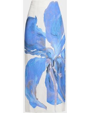 Significant Other Rumi Floral Midi-Skirt - Blue