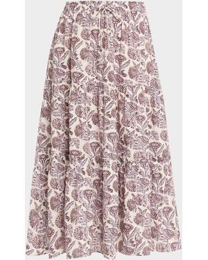 Ulla Johnson Nessa Tiered Midi Skirt - Pink