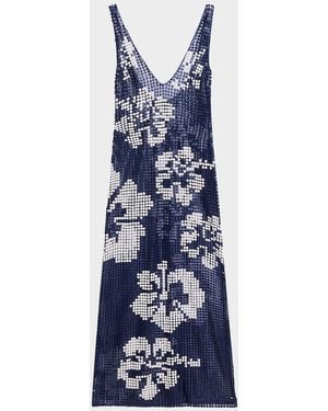 Wynn Hamlyn Hibiscus Button Gown - Blue
