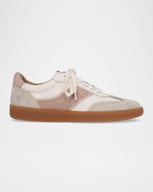 Frye Milly Mixed Leather Low-Top Sneakers - White