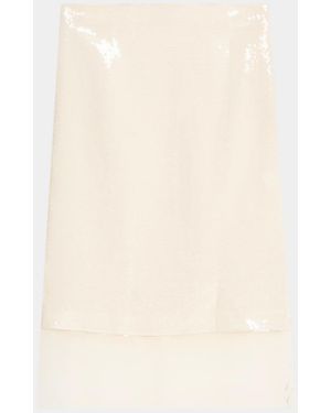 FRAME The Sequin Silk Midi Skirt - Natural