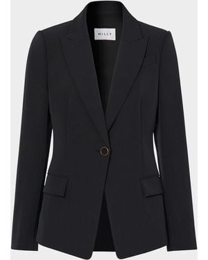 MILLY Avery Single-Button Cady Blazer - White