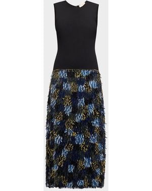 Ulla Johnson Simone Sleeveless Fringe Midi Dress - Blue