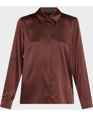 Alice + Olivia Willa 70S Collar Silk Blouse - Purple