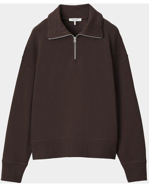 Rag & Bone The Everyday Terry Half-Zip Sweatshirt - Brown
