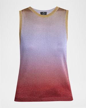 Etro Sparkle Gradient Knit Tank Top - Purple