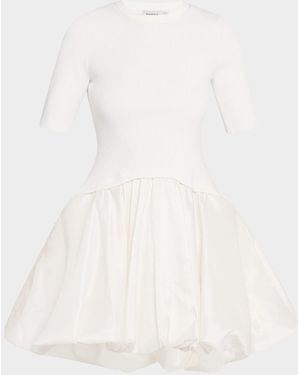 Jonathan Simkhai Kenny Mixed Media Bubble Mini Dress - Natural