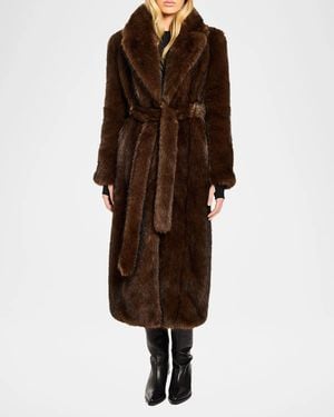 Sam. Natalia Faux Fur Coat - Brown