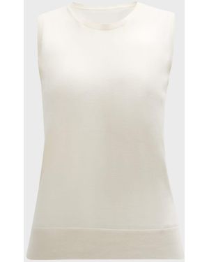 Neiman Marcus Superfine Cashmere Sleeveless Shell - White