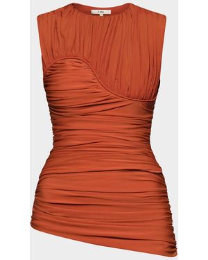 Et Ochs Nylaa Ruched Sculptural Seam Top - Brown