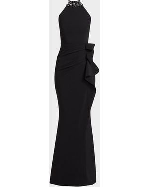 La Petite Robe Di Chiara Boni Gudrum Faux Pearl Ruffle Gown - Black