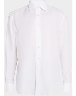 Stefano Ricci Cotton-Linen Dress Shirt - White