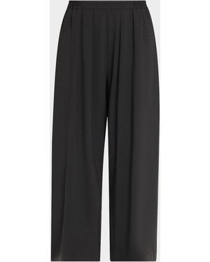 Eskandar Pleated Stretch Wool Straight-Leg Crop Pants - Black