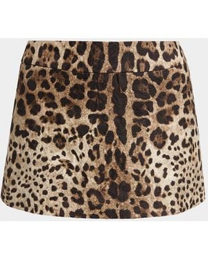 Dolce & Gabbana Leopard Brocade Mini Skirt - Metallic