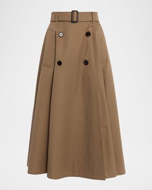 Burberry Brenda Belted Double-Breasted Midi Trench Skirt - Natural
