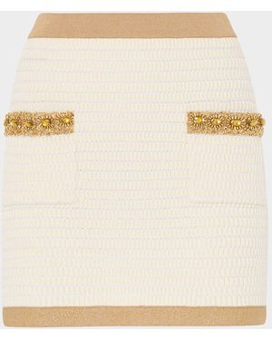 MILLY Reggie Sequin-Embellished Woven Mini Skirt - Natural