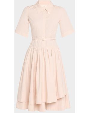 Co. Short-Sleeve Belted A-Line Dress - Pink