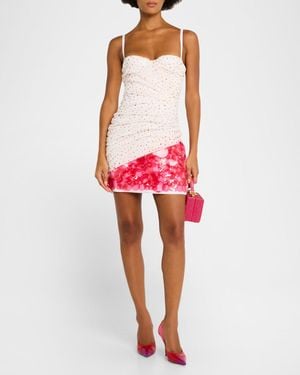 Des Phemmes Sleeveless Ruched Sequin Mini Dress - Red
