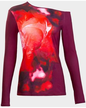 Silvia Tcherassi Sabra Watercolor Jersey Off-The-Shoulder Blouse - Red