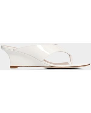 Stuart Weitzman 50Mm Vinnie Patent Leather Thong Sandals - White