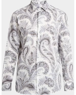 Etro Cotton Multi-Paisley Dress Shirt - White