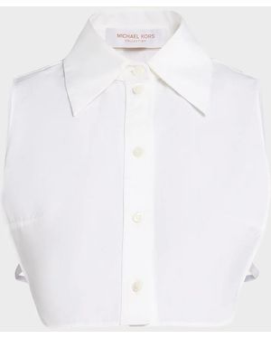 Michael Kors Point-Collar Cotton Poplin Dickey - White