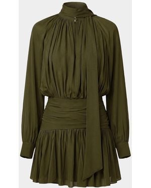 Nicholas Courtney Draped Georgette Mini Dress - Green