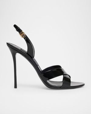 Dolce & Gabbana 105Mm Patent Leather Crisscross Sandals - Metallic