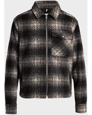 Moncler Apos;S Buffalo Check Full-Zip Shirt Jacket - Black