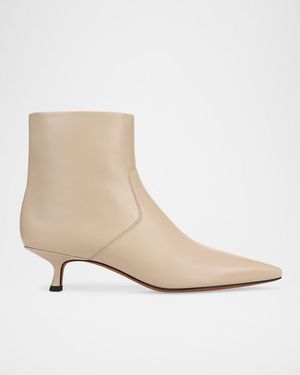 Vince Simone Leather Ankle Boots - Natural