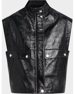 Michael Kors Leather Oversized Vest - Black