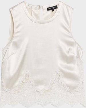 Generation Love Tegan Liquid Satin Lace Top - Natural