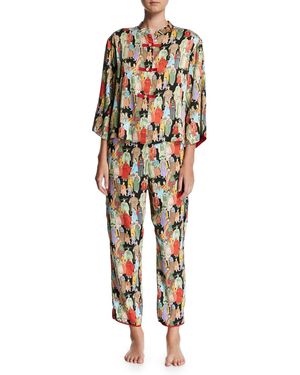 Natori Two-Piece Dynasty Printed Pajamas - White