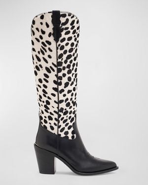Partow Julien Animal-Print Western Boots - White