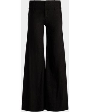 Alice + Olivia Linden Bootcut Linen-Blend Pants - Black