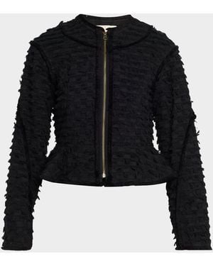 Ulla Johnson Rosalind Frayed Peplum Jacket - Black