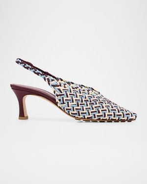 Bottega Veneta 60Mm Sofia Intrecciato Leather Slingback Pumps - Metallic