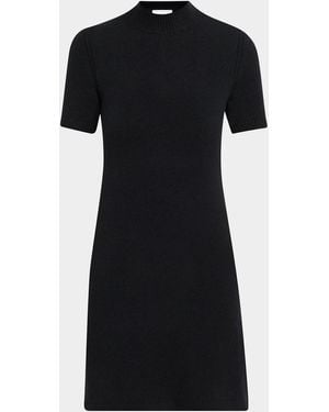 Burberry Cassidy Short-Sleeve Cashmere Button-Shoulder Mini Dress - Black