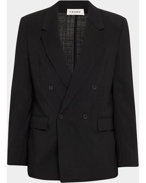 FRAME Apos;S Tropical Wool Double-Breasted Blazer - Black