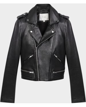 Maje Basaltm Leather Biker Jacket - Black