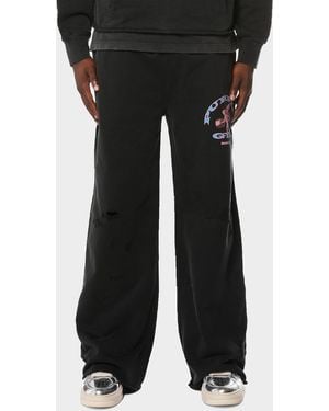 Purple Apos;Cotton Wide-Leg Sweatpants - Black